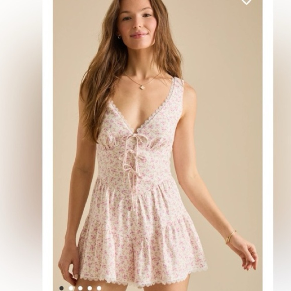 Altar'd State Pink Floral Bow Romper